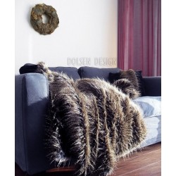 bedsprei van fazant imitatie veren bruin zwart sofa