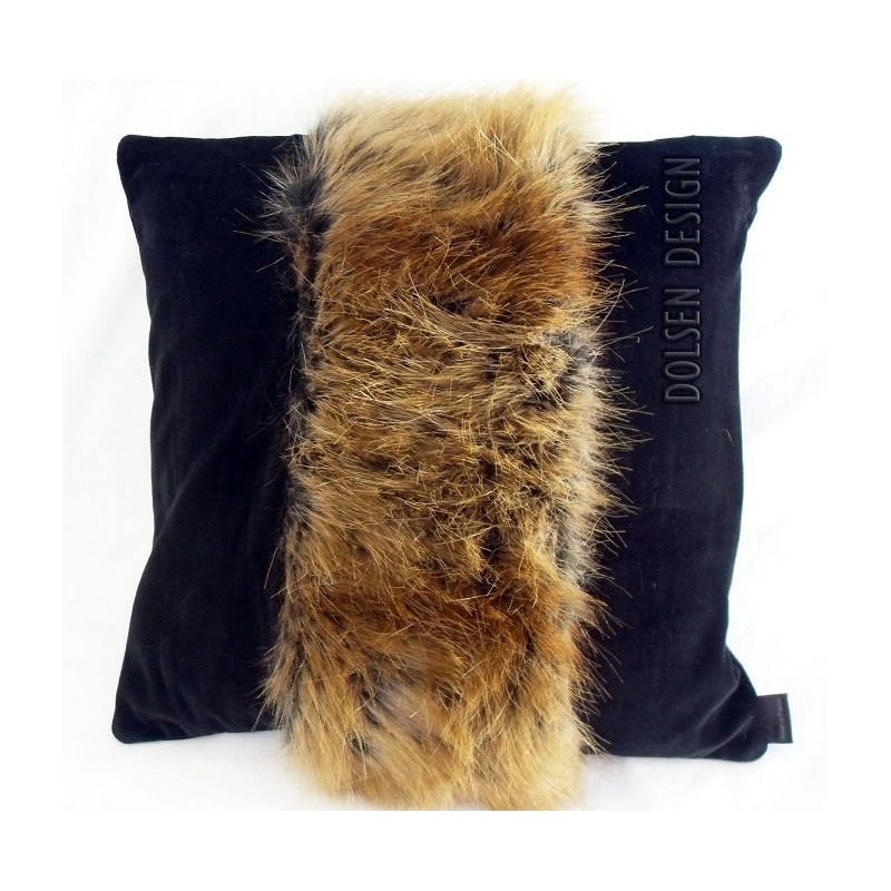 poszewka na poduszkę z imitacji futra rudego lisa rudo czarna futrzana