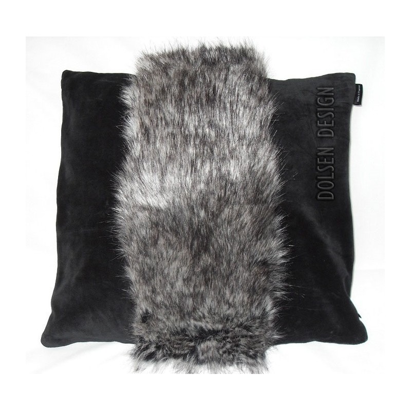 silver fox faux fur pillowcase grey black cushion cover