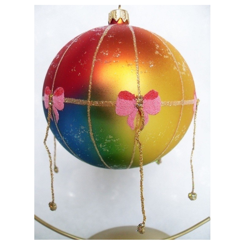 Handgemaakte grote glazen kerstballen kerstversiering van glas - Luchtballon blauw/rood/goud