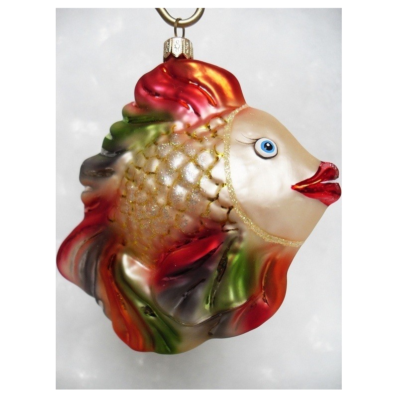 fish glass handmade bauble Christmas ornament decoration fishing gold/red/green