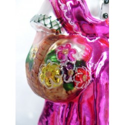 “Fille” roze boule de Noël en verre, fait main