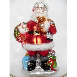 red santa glass handmade Christmas baubles decorations
