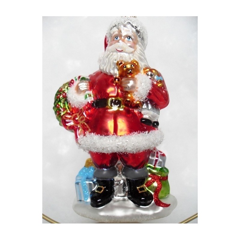 red santa Santa claus glass handmade Christmas bauble decoration tree ornament