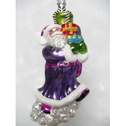 luxury purple santa claus handmade Christmas bauble decoration tree ornament