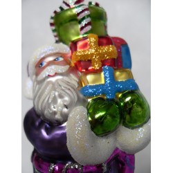Lila Weihnachtsmann - handgefertigte Weihnachtsschmuck aus Glas Weihnachtskugel