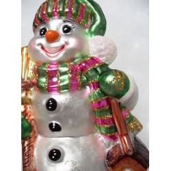 bonhomme vert boule de Noël en verre, fait main