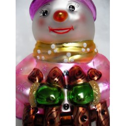 snowman pink glass handmade Christmas baubles decorations