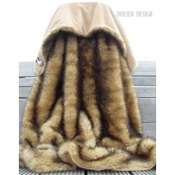 mink faux fur throw blanket, bedspread brown caramel beige