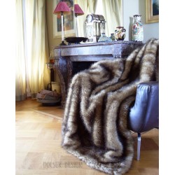 mink faux fur throw blanket bedspread brown caramel on chair