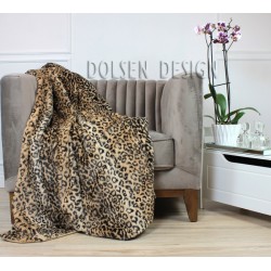 Leopard faux fur throw blanket on the chair