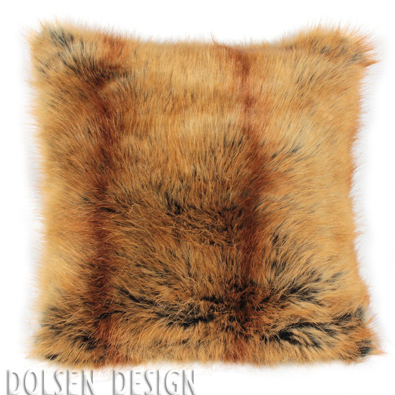 housse de coussin en fausse fourrure renard roux 40x40cm