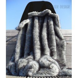 silver fox faux fur throw blanket for sofa color silver / gray