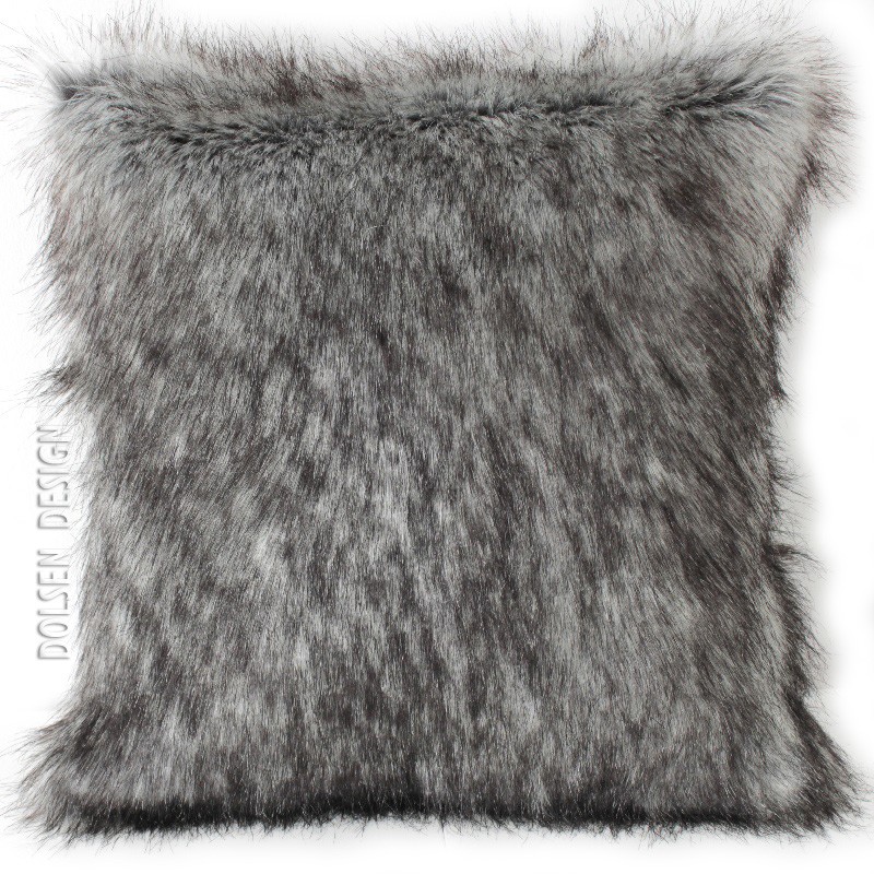 Grey Silver Faux Mink Fur Faux Fur Large 22 Inch Super Soft Cushion Cover 