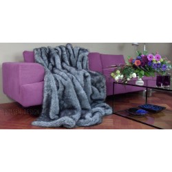 plaid imitatibont - zilvervos liggend op de sofa, kleur: grijs, zilver nep bont deken