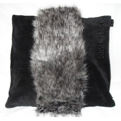 silver fox faux fur pillowcase grey black cushion cover